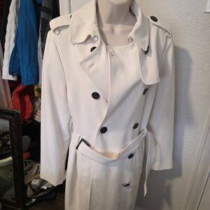 H&M Cream Double-Breasted Trench Coat